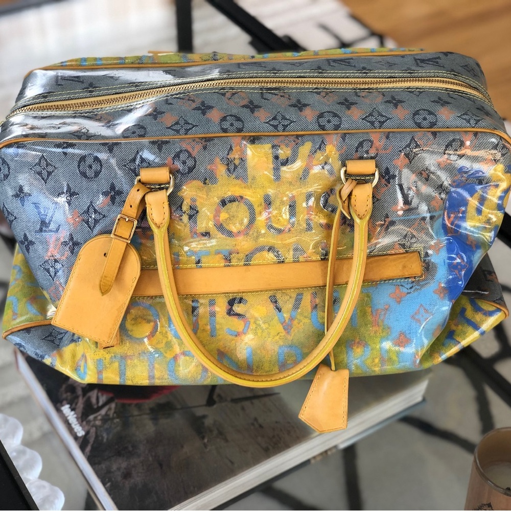 Louis Vuitton Yellow and Blue Travel Bag